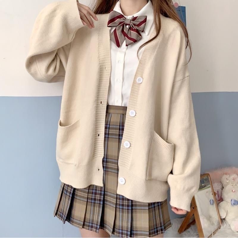 Japones Liso Cuello En v JK Estilo Universitario Sueter De Punto Suelto De Manga Larga Primavera Y Otono Ropa casual Coreana Para Mujer Shopee Mexico