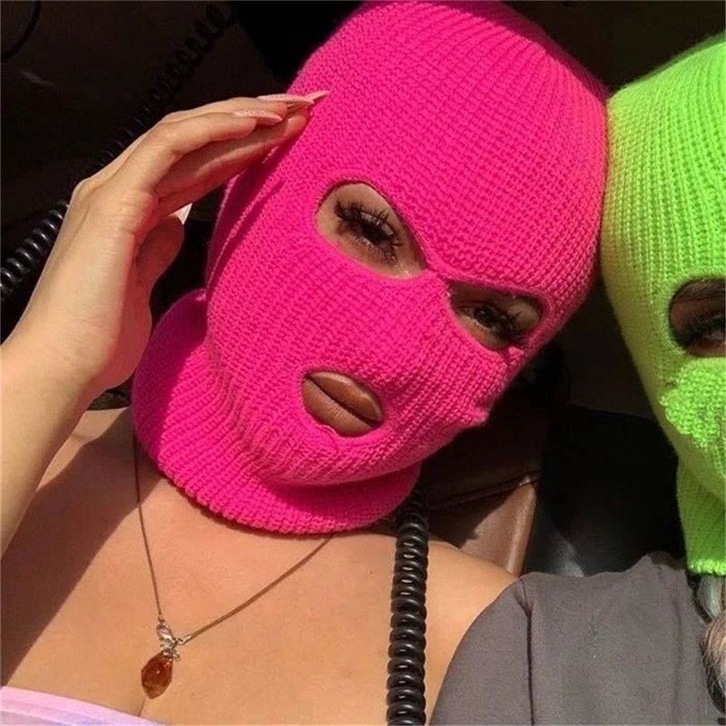 Balaclava rosa, máscara de esquí de 3 agujeros, balaclava de punto, máscara  completa de invierno, gorro de snowboard streetwear -  México