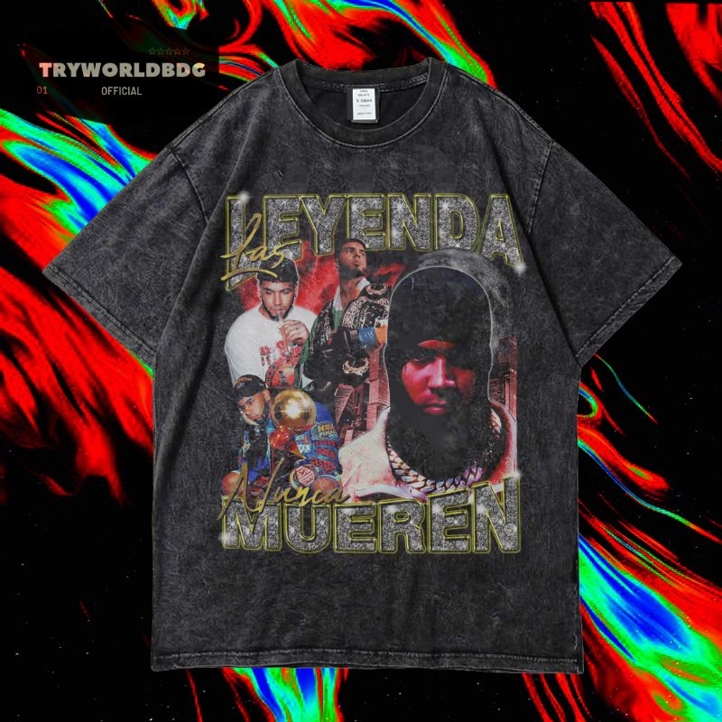 KAOS OVERSIZED/Lavado/Camiseta ANUEL AA LAS LEYENDAS NUNCA MUEREN VINTAGE  RAP TEE