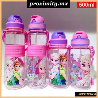 Disney Botella de agua II Frozen con popote para niños, reutilizable, 20.3  fl oz de polipropileno, en color morado, producto oficial de Polar Gear 