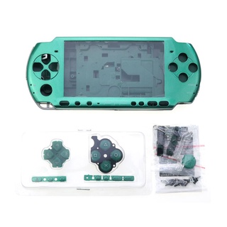 Funda de carcasa completa con kit de botones de repuesto para PSP 3000  piezas de consola de juegos (verde azulado)