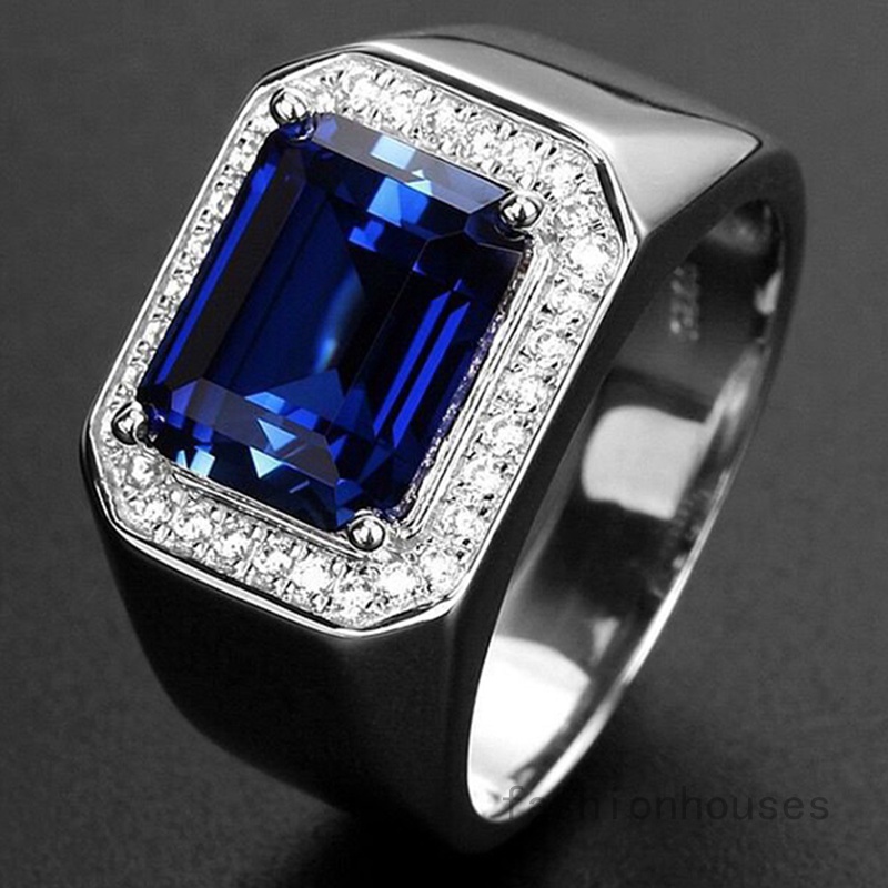 FH Anillo Para Hombre domineering Azul Piedra Principal Chapado En