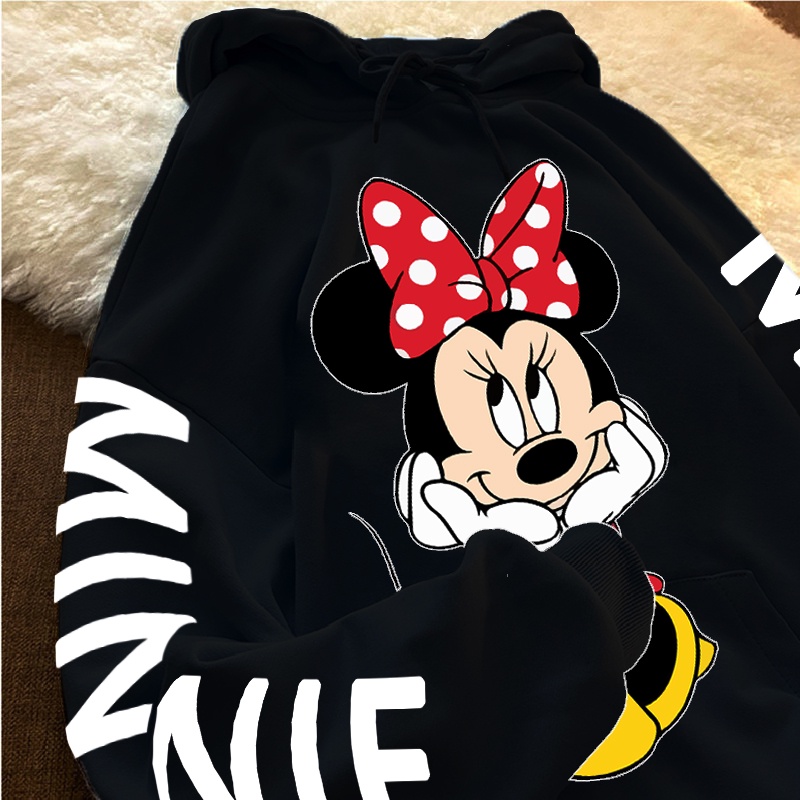 Sudadera Con Capucha Mujer De Gran Tamano mickey minnie mouse Chamarra De Impresion De Letras harajuku Tela grunge punk Europea Y Americana Nueva 3D Poliester Impreso Otono Manga Larga Ropa top