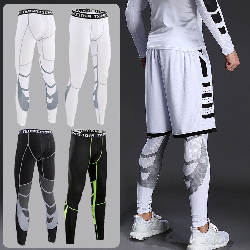 Pantalones De Compresi n De Lycra Para Hombre Ciclismo Correr Baloncesto F tbol Tirantes Fitness Legging Protector