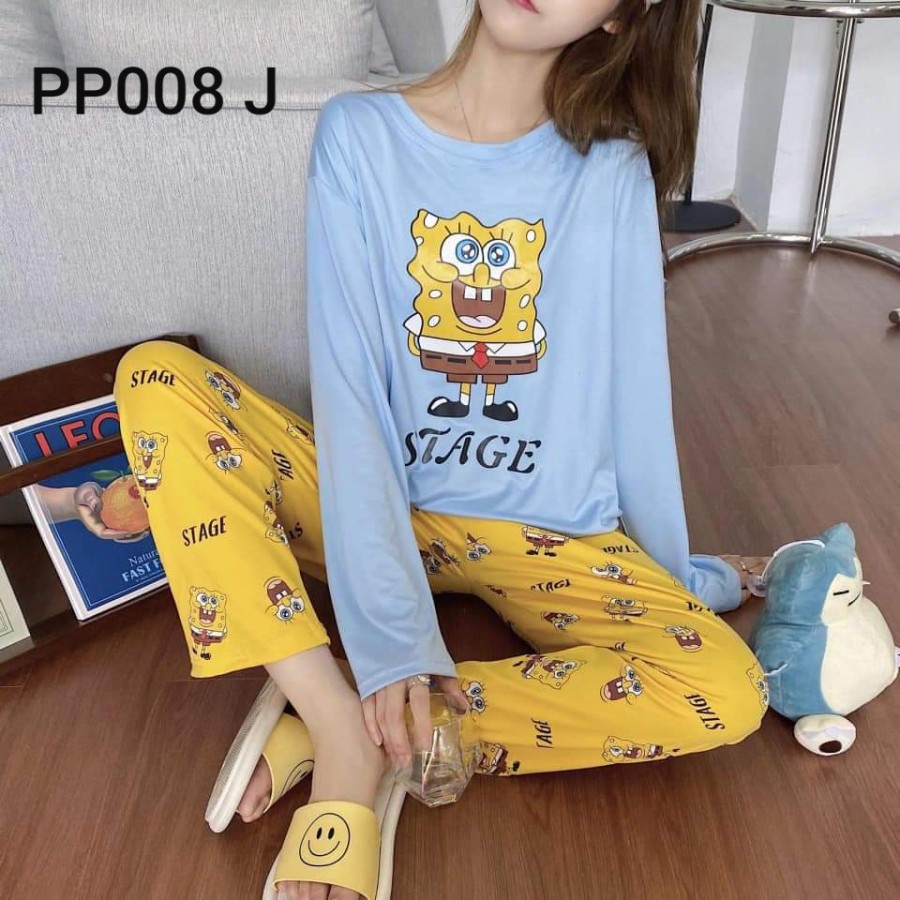 Bazu pijamas de dormir para mujer K0rea bob esponja