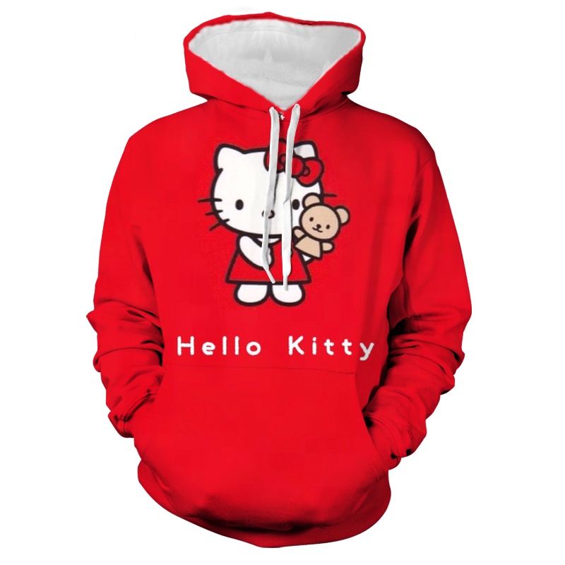 Y2K Hello Kitty Sudadera Con Capucha Rosa Super De Las Mujeres