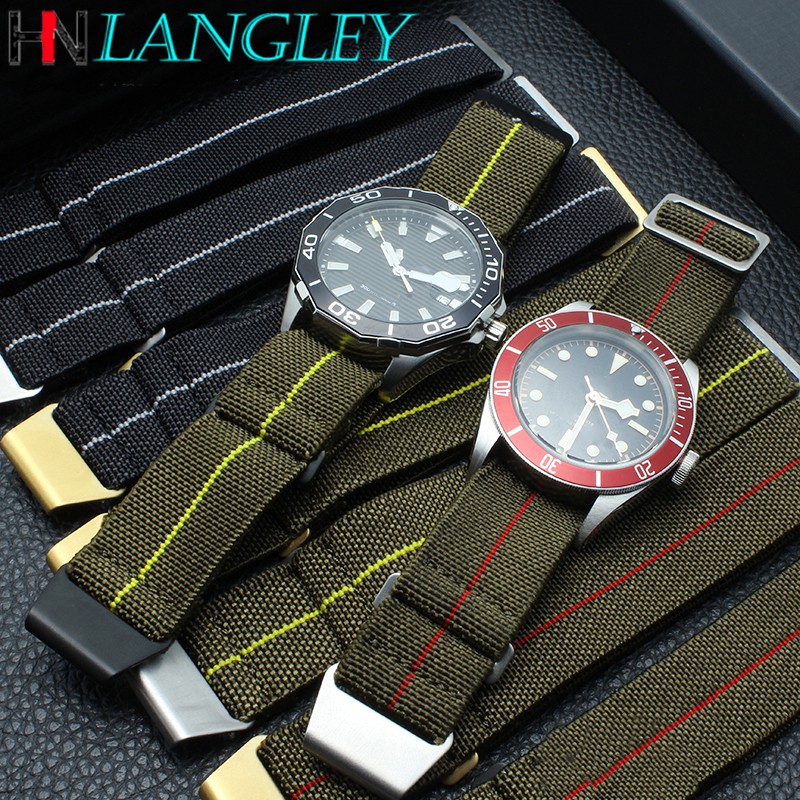 Correa 22mm De Nylon para Reloj - Hebilla De Metal - Verde Militar