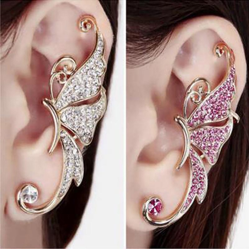 aretes lindos de cristal butterfl clip para orejas a la moda para mujer | Shopee México