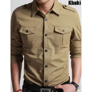 Camisa color cheap caqui hombre