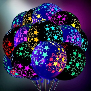 10 Pzs Globo Luminoso De Neón De 12 Pulgadas Para Fiesta De Cumpleaños  Noche Con Estampado Fluorescente Decoración De Globos