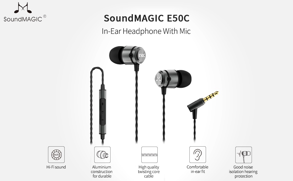SoundMAGIC E10 Auriculares con Cable sin micrófono Auriculares estéreo de  Alta fidelidad Aislamiento de Ruido Auriculares en el oído Graves potentes