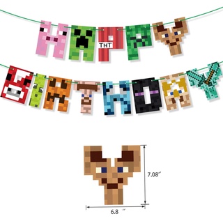 Decoraciones De Fiesta Minecraft Juego Temático Feliz Cumpleaños Globos  Conjunto De Banner Decoración De Tartas Desechables Cucharas Y Tenedores  Juguetes Suministros Cubiertos