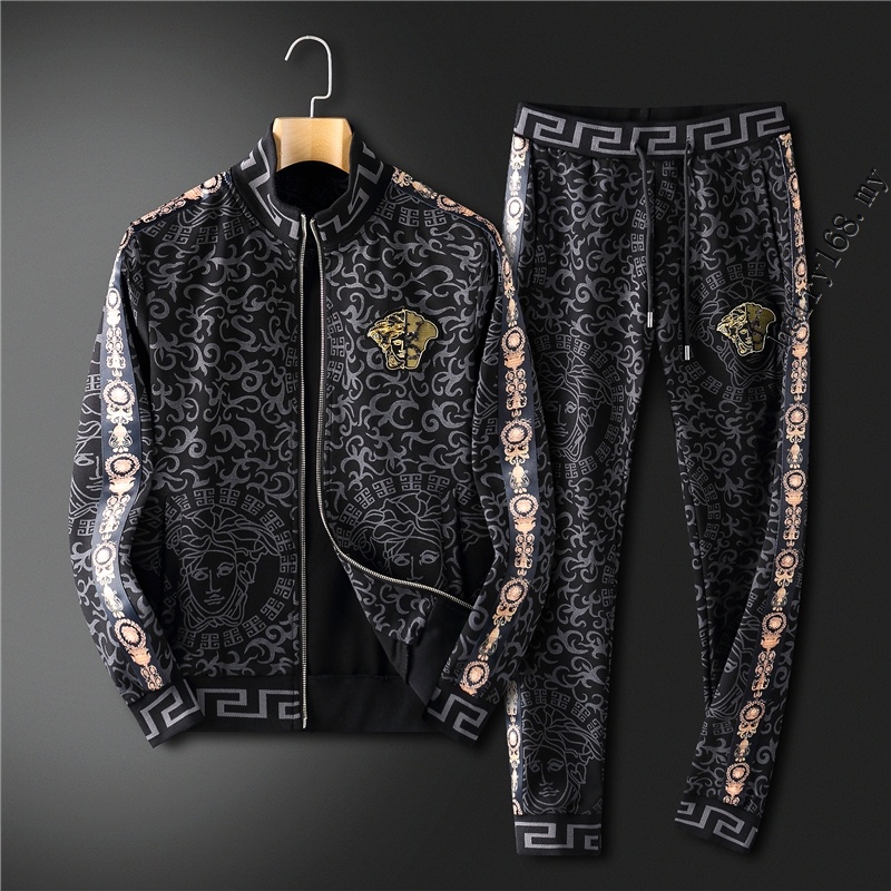 VERSACE Dos Piezas Conjunto De Los Hombres De Lujo Ch ndales Deporte Chamarra Pantalones Tallas 4XL M861