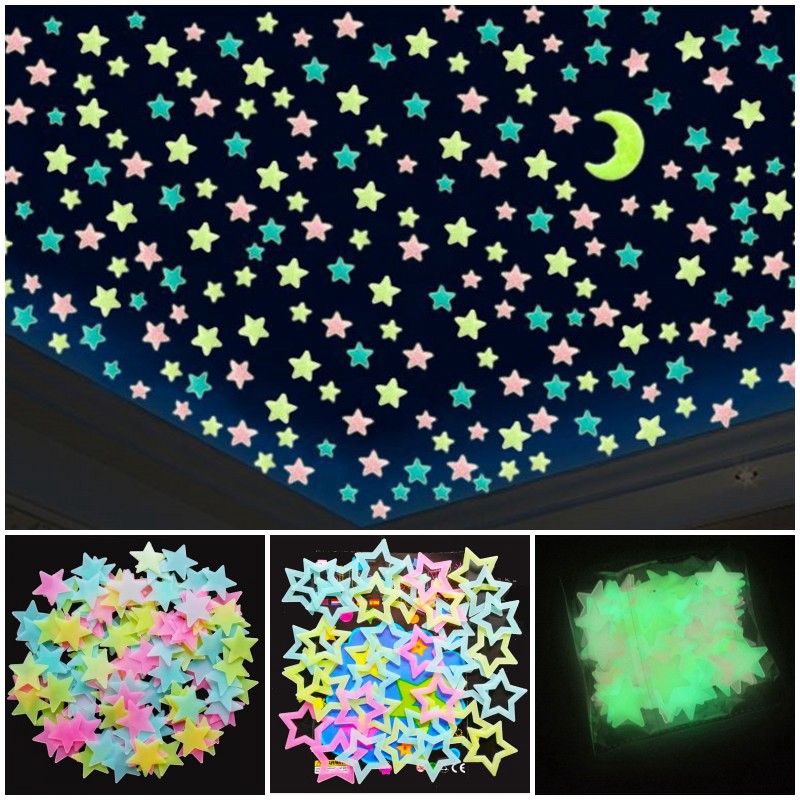Pegatinas de pared de estrellas luminosas Pegatina de la habitación de los  niños Pegatinas de pared de luna y estrellas fluorescentes, pegatinas para
