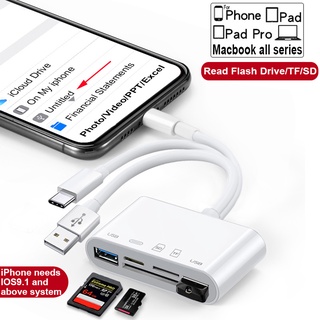 Adaptador USB para cámara, adaptador USB hembra OTG compatible con  iPhone/iPad, adaptador USB portátil para iPhone con puerto de carga, sin
