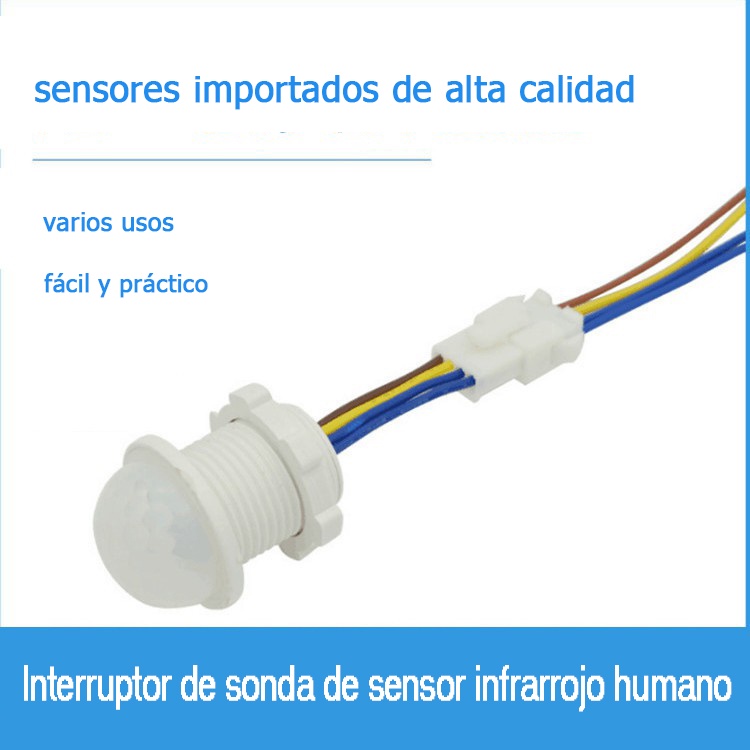 Detector De Movimiento, Interruptor De Detección De Cuerpo Tiempo De Retardo Ajustable Interruptor De Deteccion De Movimiento Infrarrojo 6a 12 24 V Tiempo De Retardo Ajustable Blanco