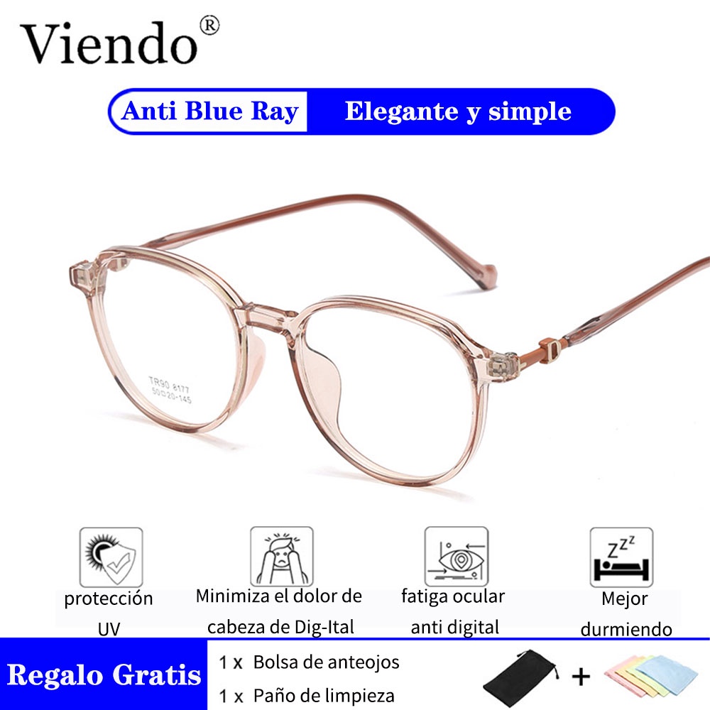 lentes de moda anti luz azul vintage para mujer/lentes redondos para  computadora/marco/bloqueo/lentes ópticos transparentes