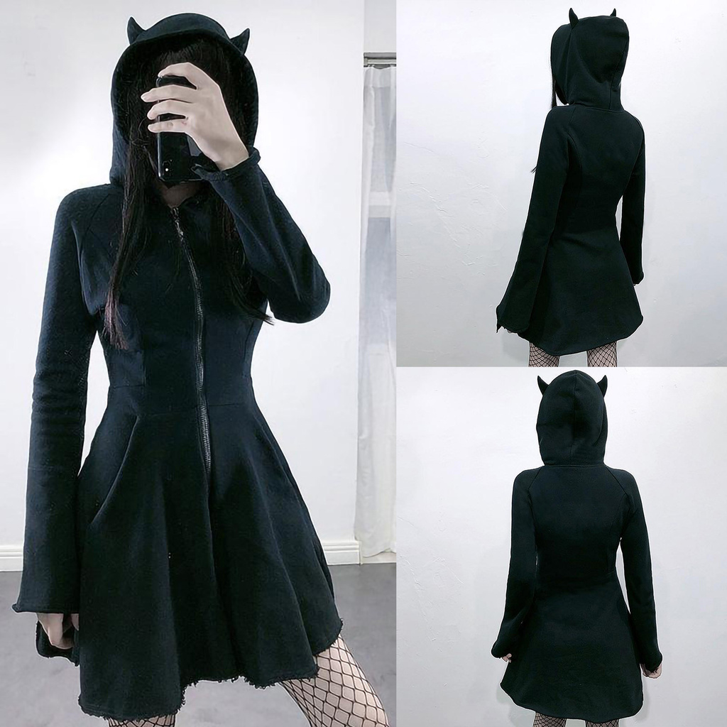 Comprar Vestido sudadera de manga larga con capucha para mujer