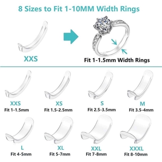 Ajustador de tamaño de anillo para anillos sueltos, paquete de 12, 4  tamaños de cualquier tamaño, protectores invisibles para mujeres y hombres