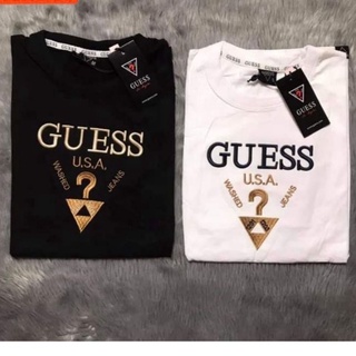 GUESS Camiseta deportiva de manga corta con logotipo bordado para mujer