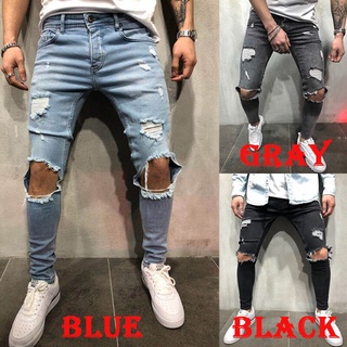 Es Esto Lo Nuevo de Jeans rotos blancos de hombres con parche