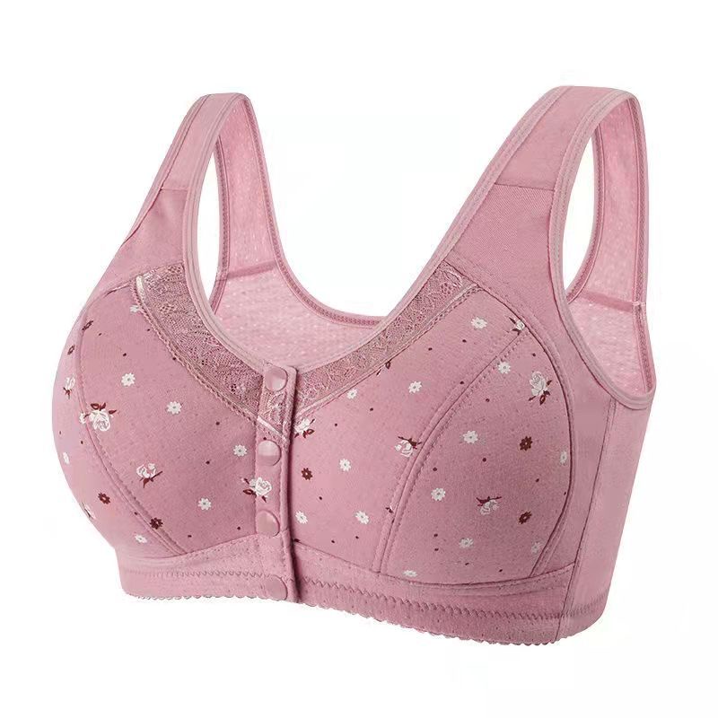 thumbnail image 1 of Ropa Interior De Mujer De Gran Tamaño Sujetador Inalámbrico De Algodón Puro Botones De Fila Delantera Con Borde De Encaje, 1 of 4
