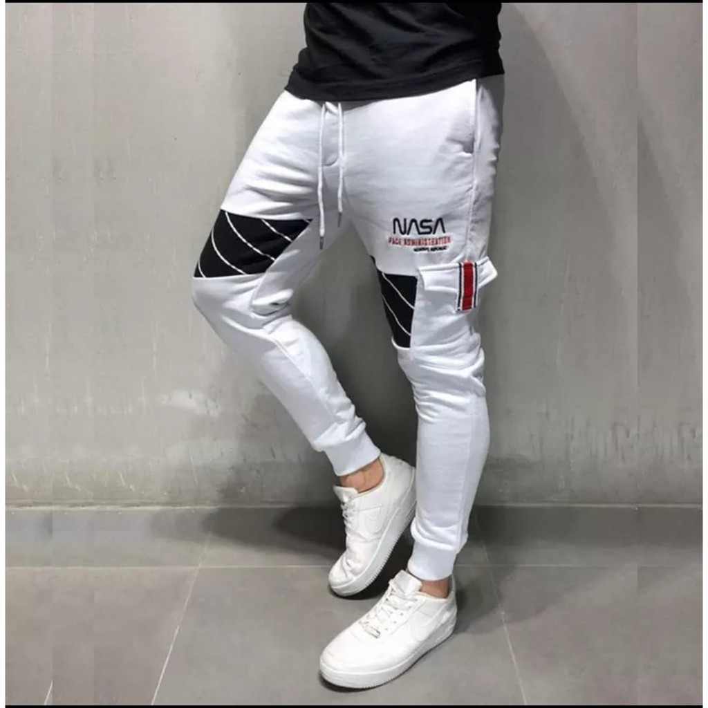 Nuevo Pantalones jogger Para Hombre De La NASA Material Polar Grueso Motivo De Serigraf a Con Cuatro Bolsillos Activos