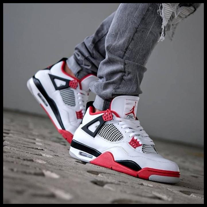 Nike Air Jordan 4 Retro Fire Red Premium Original Sepatu Shopee