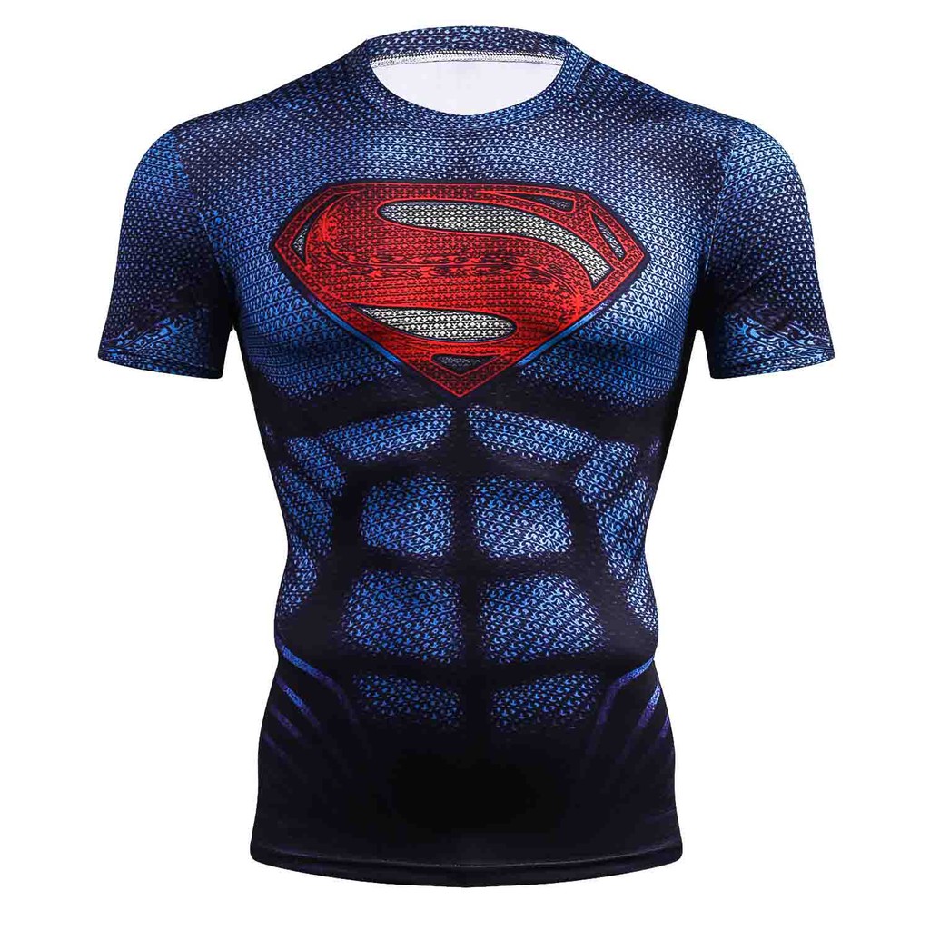 Verano Superheroe Superman Compresion Camiseta De Los Hombres De La Moda Casual Alta Calidad De Secado Rapido Ropa