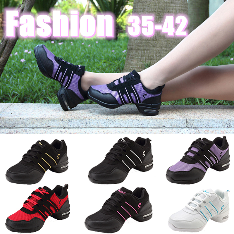 Tallas Grandes 34-41 Moderno Jazz Zapatos De Baile Deportivos Mujeres  Zapatillas Cuadrado 6 Colores Casuales