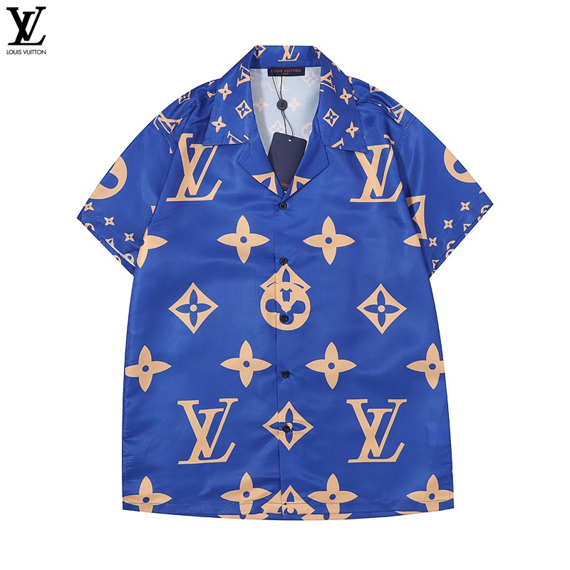 Q13 Nuevo Verano Louis Vuitton Hombres Grafico Impresion Digital Camisa De Manga Corta LV Moda Tops Playa Camiseta Shopee Mexico