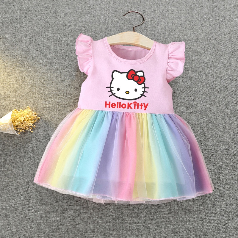 1 4 A os Vestido De Ni a Verano Hello Kitty Vestidos Para Ni as Lindo Princesa Arco Iris