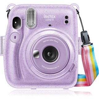 Instant Mini 12 Funda Compatible con Cámara Instax Mini 12/Polaroid Mini 12  - Funda Protectora de Cuero PU con Correa Ajustable para el Hombro - Lila  Púrpura, Moda de Mujer