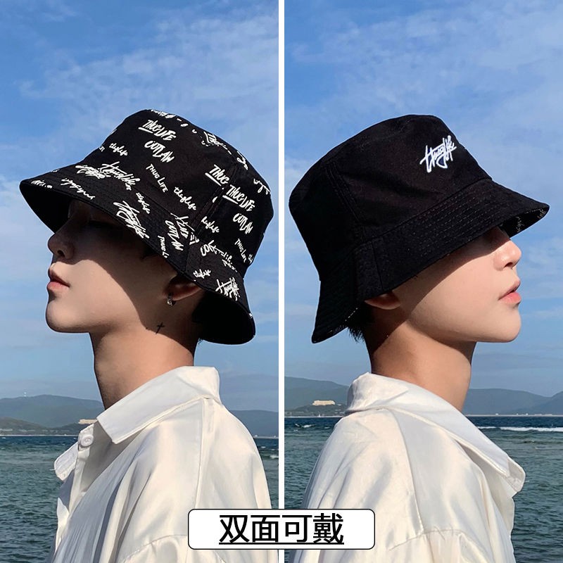 liu*Sombrero de pescador coreano, sombrero de graffiti de doble cara para  hombre, sombrero para el sol de primavera y verano, protector solar para  estudiantes, gorro de lavabo para mujer, hipster