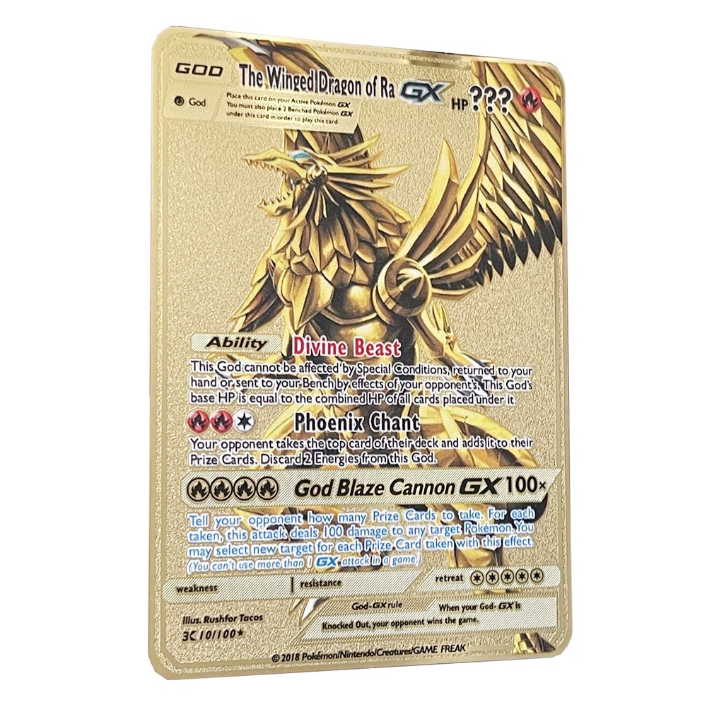 YUGIOH DIY The Winged Dragon of Ra GX Golden Pokemon Cards En Inglés ...