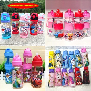 Disney Anime Water Bottle Boys Cartoon Plastic Drinking Cups Spiderman  Children Adult Water Glass 560ml