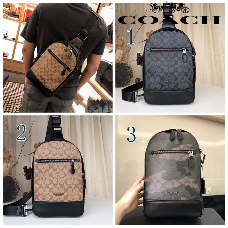 COACH Para Hombre Cuero Para Hombres Lateral Bandolera Nuevo De Un Solo Hombro Pecho De Gran Capacidad 37573 | Shopee México