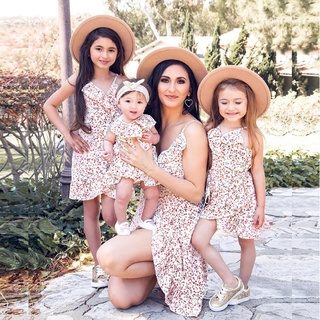 Ropa familiar para madre e hija, trajes a juego, vestido con estampado de  flores, ropa para