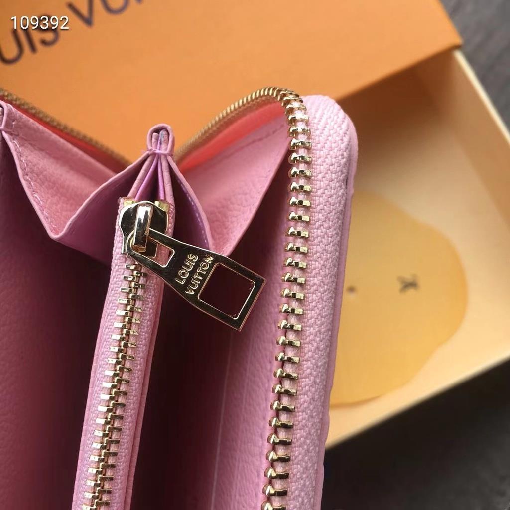 ✥ [Con Caja] 100 % Auténtico Louis Vuitton Nuevo Rosa Relieve LV Cartera  Larga 60017 Diamante Mujer s Cremallera