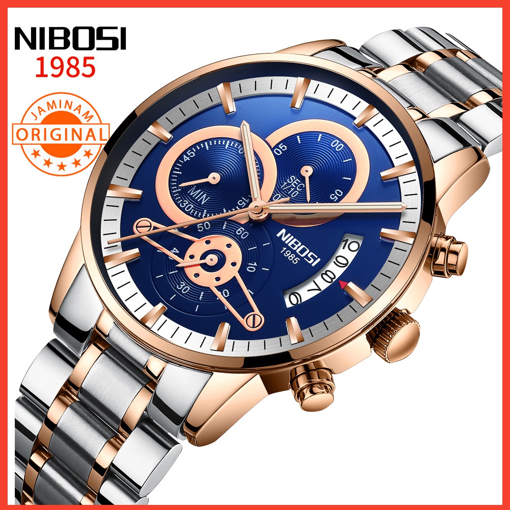 NIBOSI reloj De pulsera dorado a prueba De agua blanco con Cron grafo para hombre