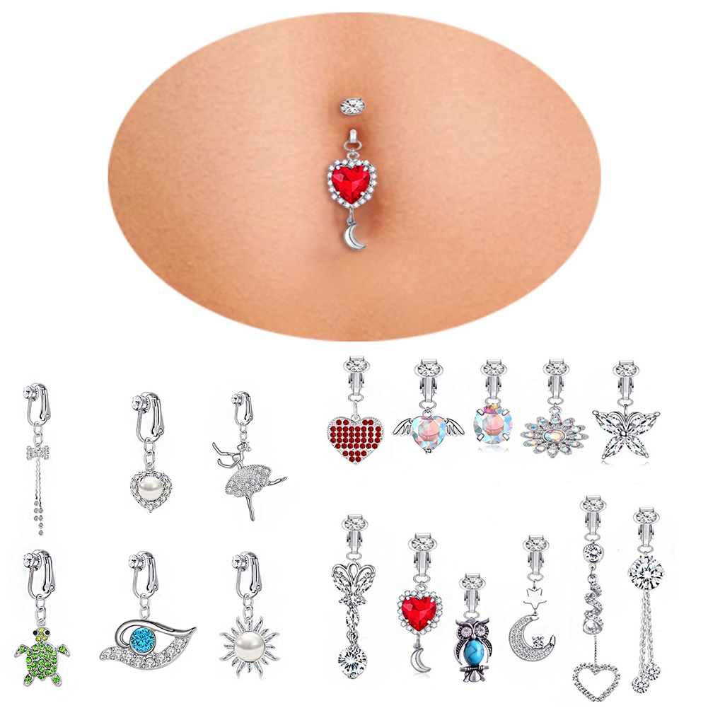 Piercings Falsos Para Ombligo - Pack De 5 Aros Dorados Con Clip, Sin Perforación, Acero Quirúrgico 316L