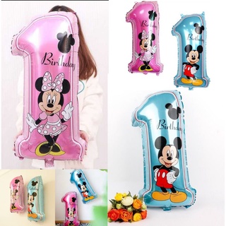 Mickey Minnie Mouse Globos Pink Negro Para Fiesta Cumpleaños De 1 Año Niña  Niños