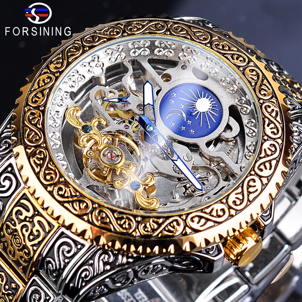 Forsining reloj de pulsera de lujo para hombre Tourbillon reloj