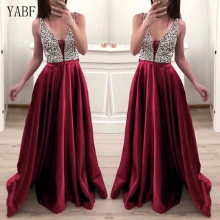 Vestidos Largos De Las Mujeres Fiesta De La Boda Año Nuevo 2022 Vintage  Chic Satén Rojo Maxi V-Cuello Bronceado Banquete Noche Elegante Vestido De