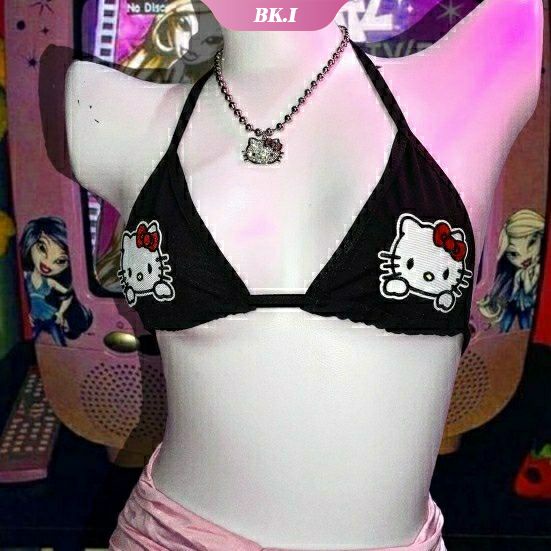 Conjunto de ropa interior con pegatinas de Hello Kitty para mujer