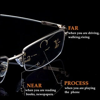 Gafas de presbicia para hombres y mujeres, lentes de aumento lejano y  cercano Bifocal, Anti luz azul, gafas de lectura sin montura + 150 + 200