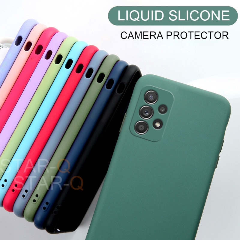 New Upgrade Camera Protector Liquid Silicone Phone Case For Samsung Galaxy  A52 A72 A32 4G 5G Original Back Cover Cases