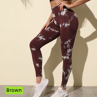 Pantalones Legging Para Mujer Tie Dye Gym De Cintura Alta