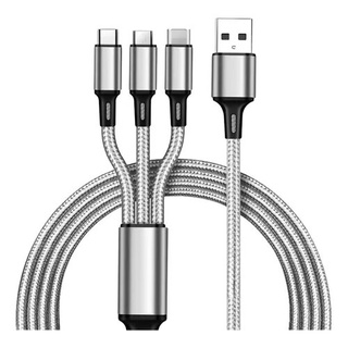 Cable magnético de plástico con 3 puntas micro USB/Tipo C/IP 2.1A color  negro