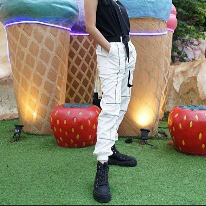 Chimmyshopid - jogger reflectante lineal / pantalones reflectantes /  pantalones de baile / estilo teachwear | Shopee México